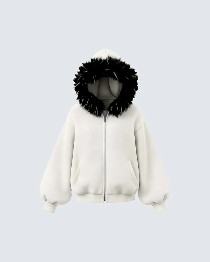 KIIKIO Fur Collar Cozy Hoodie