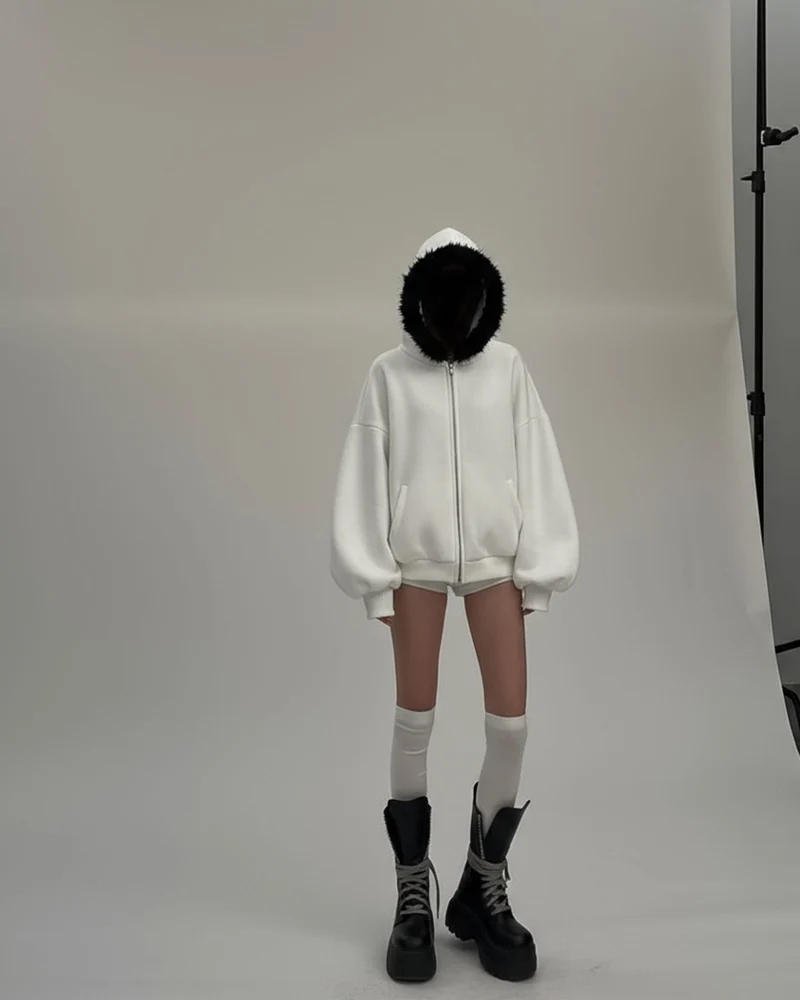KIIKIO Fur Collar Cozy Hoodie