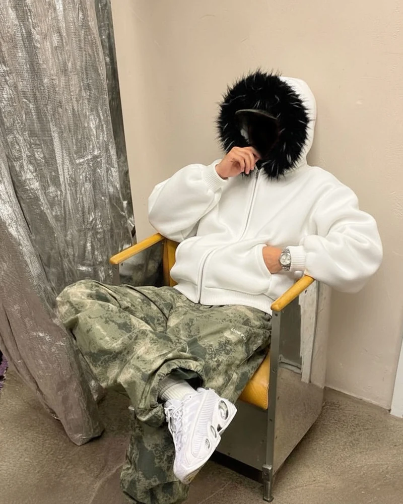 KIIKIO Fur Collar Cozy Hoodie