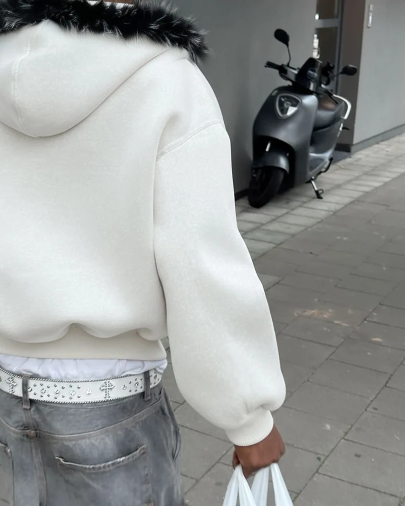 KIIKIO Fur Collar Cozy Hoodie