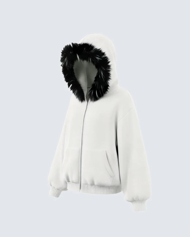KIIKIO Fur Collar Cozy Hoodie