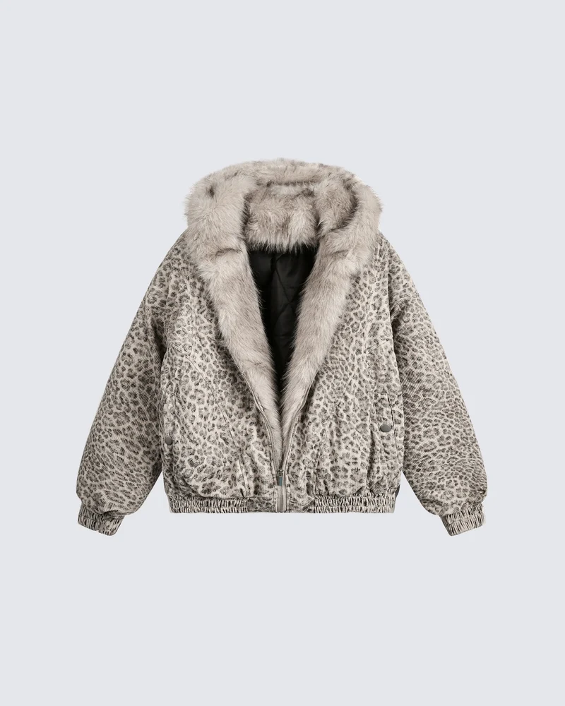 American Street Leopard Padded Cotton Jacket