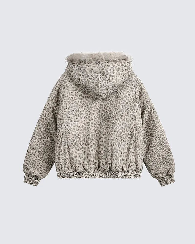 American Street Leopard Padded Cotton Jacket