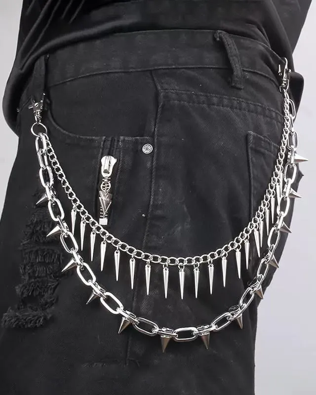 Gothic Dark Punk Studded Double-Layer Pant Chain