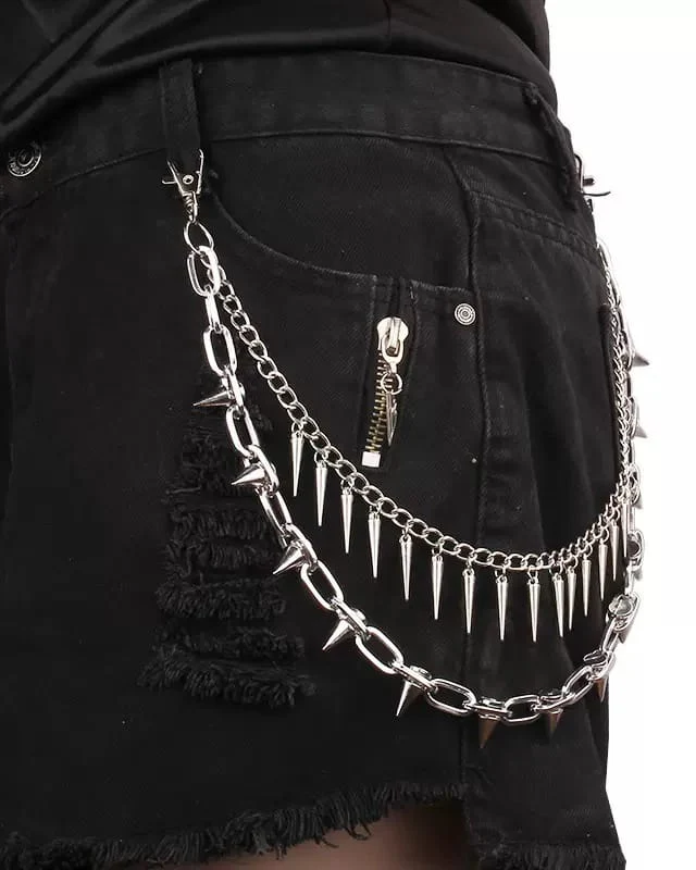 Gothic Dark Punk Studded Double-Layer Pant Chain
