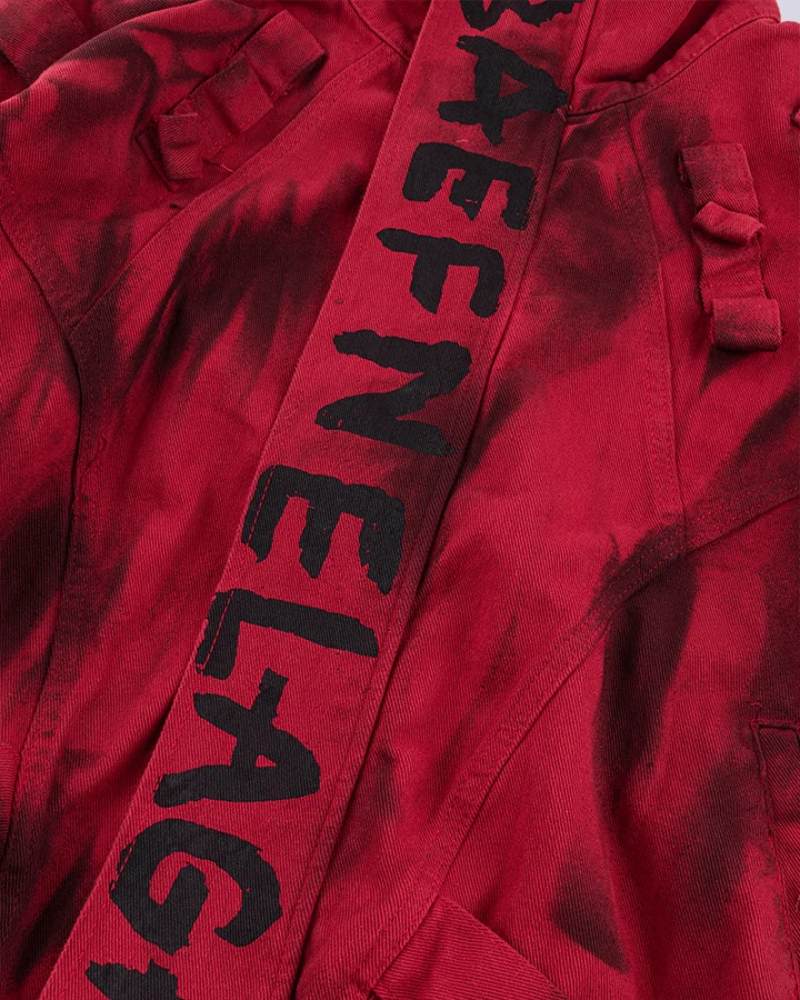 Graffiti Print Oversized Red Jacket