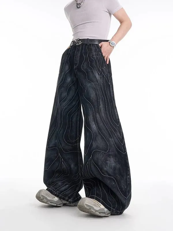 Retro Denim Jacket and Wide-Leg Jeans Set