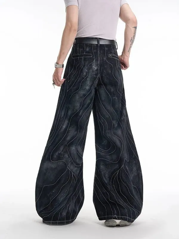 Retro Denim Jacket and Wide-Leg Jeans Set
