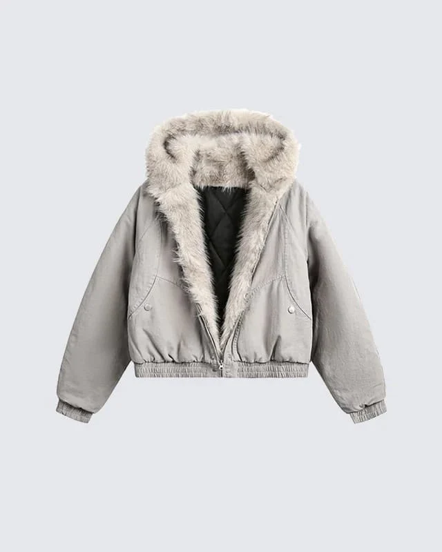 Camouflage Cargo Pants with Fur-Collar Jacket