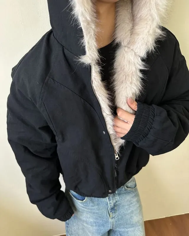 Camouflage Cargo Pants with Fur-Collar Jacket