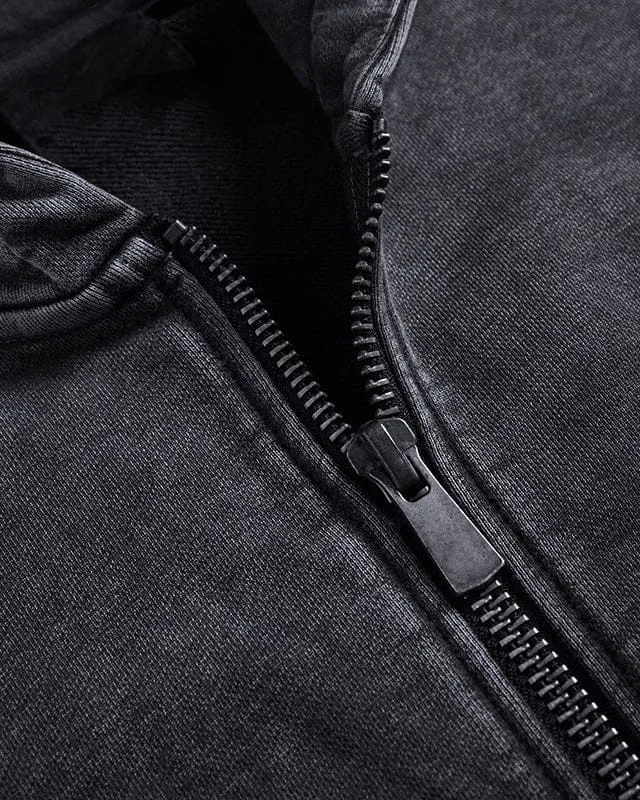 American Avant-Garde Washed Distressed Deconstructed Armor Hoodie Set