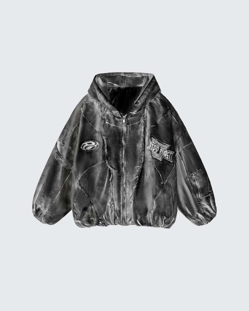 Washed Vintage Embroidered Sports Casual Tracksuit