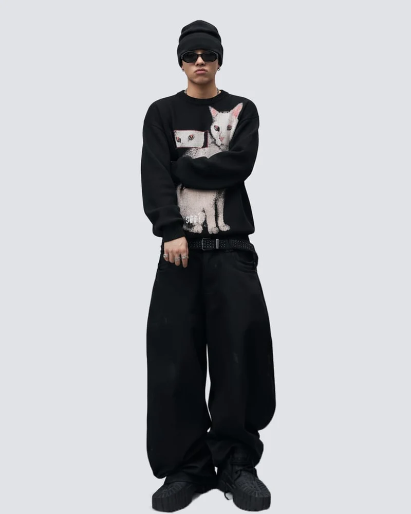 Cat Graphic Long Sleeve T-shirt