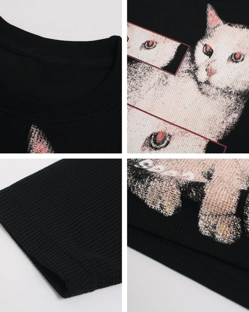 Cat Graphic Long Sleeve T-shirt