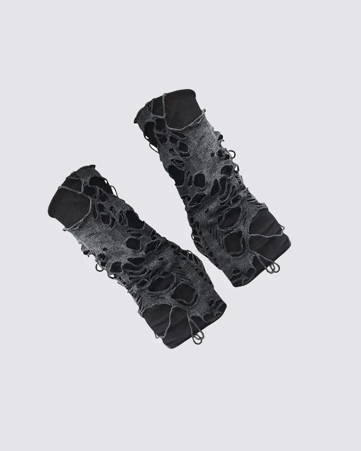 Gothic Ripped Fingerless Gloves