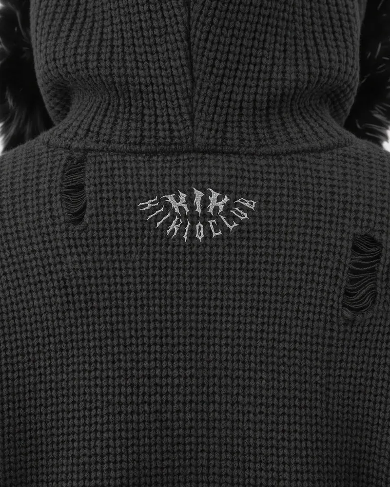 KIIKIO Destroyed Knitted Sweater Plush Coat