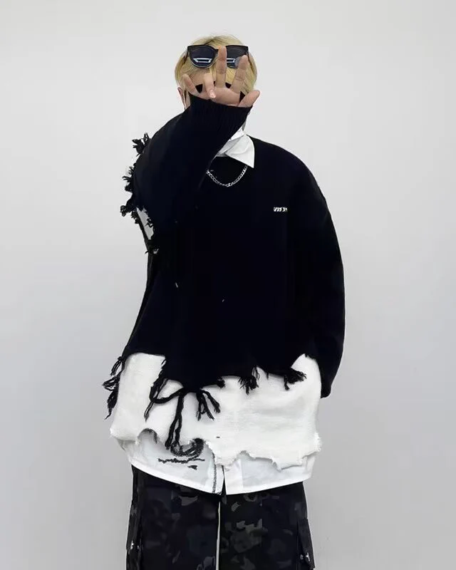 Lazy Irregular Tassel Sweater