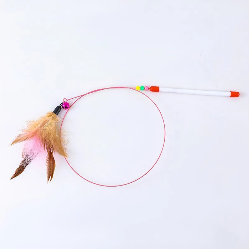 Katzenangel feder Glocke Unterhaltungsstab Elastischer Stahldraht Handheld, Zufällige Farben