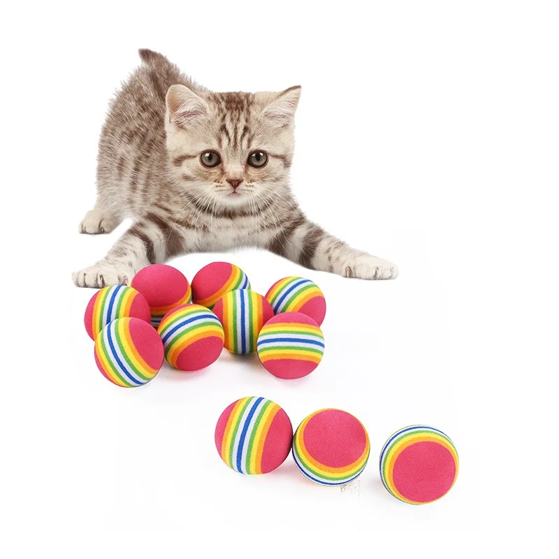Katzenspielzeug Ball Hüpf In Regenbogenfarben, EVA Schwimmt, Geeignet Zum Spielen & Jagen Im Innenbereich (1 Stück)