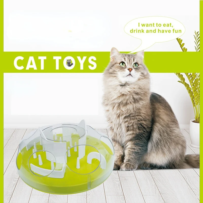 Katzen puzzle, langsamer Feeder, Linderung von Langeweile, abgestufter Trainingsdrehteller, Indoor-Selbstspielspiel