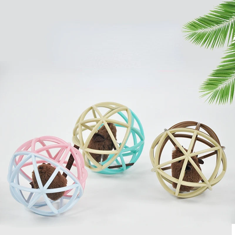 Katzenspielzeug Ball macht Mausgeräusche, fängt, schnappt und beißt, heiß verkaufte interaktive Katzenprodukte (1 Stück)