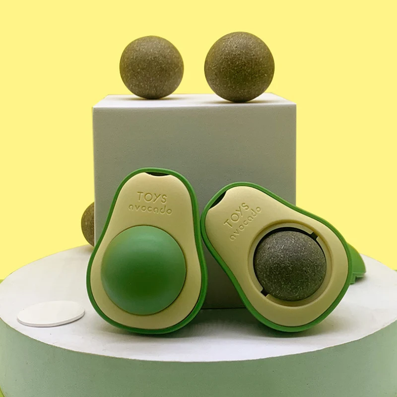 Catnip Toys, Avocado, Wiederholte Verwendung Leckbälle, Indoor-Spielzeug, Selbstunterhaltung und Entspannung