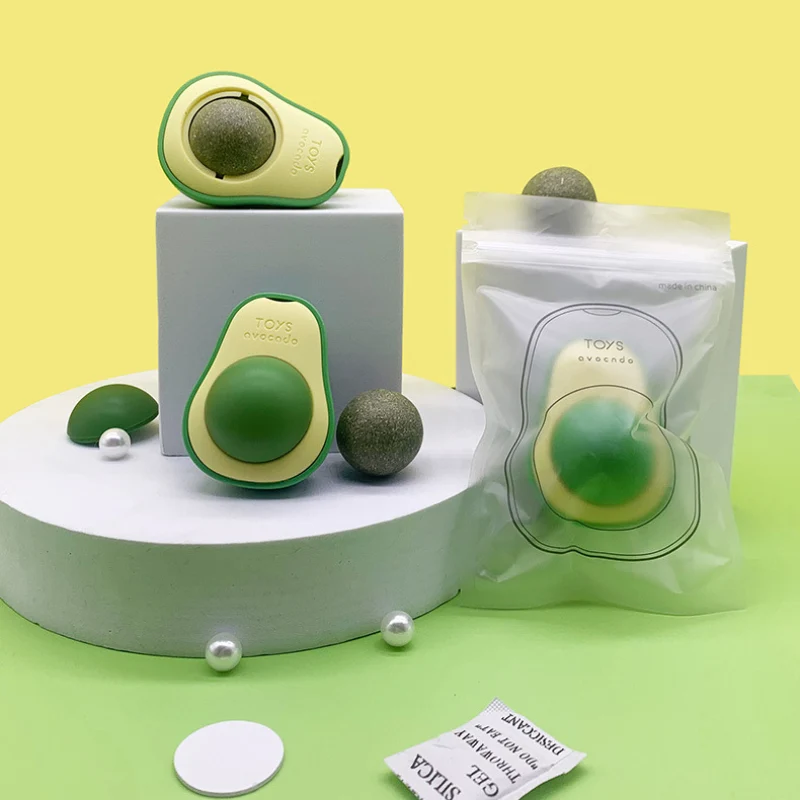 Catnip Toys, Avocado, Wiederholte Verwendung Leckbälle, Indoor-Spielzeug, Selbstunterhaltung und Entspannung