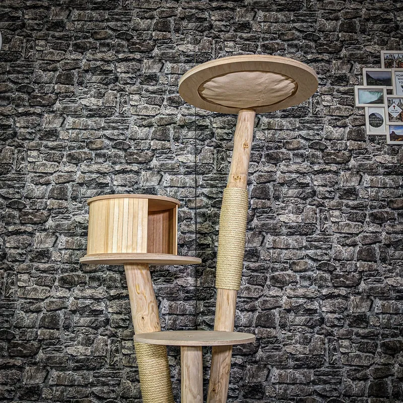 Naturkratzbaum 3982 Kratzbaum Natur Holz Design 157 cm hoch Katzenbaum