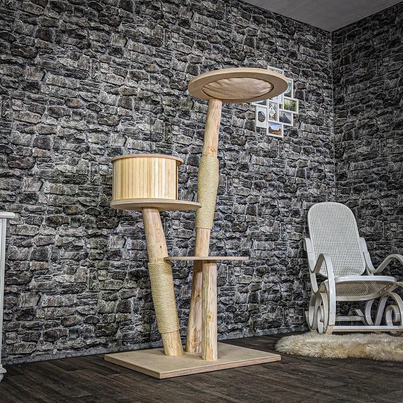 Naturkratzbaum 3982 Kratzbaum Natur Holz Design 157 cm hoch Katzenbaum