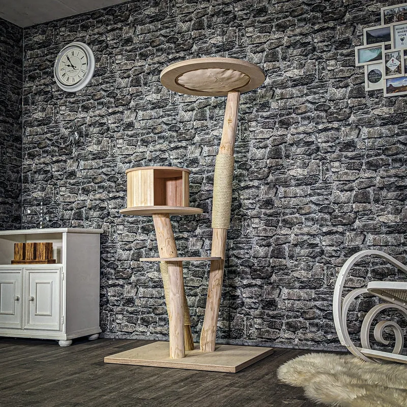 Naturkratzbaum 3982 Kratzbaum Natur Holz Design 157 cm hoch Katzenbaum
