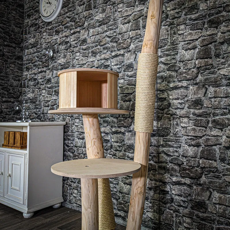 Naturkratzbaum 3982 Kratzbaum Natur Holz Design 157 cm hoch Katzenbaum