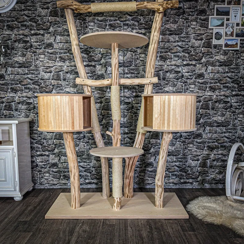 Naturkratzbaum 3980 Kratzbaum Natur Holz Design 205 cm hoch Katzenbaum