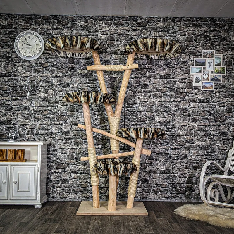Naturkratzbaum 3978 Kratzbaum Natur Holz Design 196 cm hoch Katzenbaum