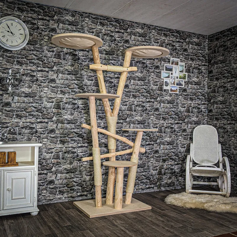 Naturkratzbaum 3978 Kratzbaum Natur Holz Design 196 cm hoch Katzenbaum