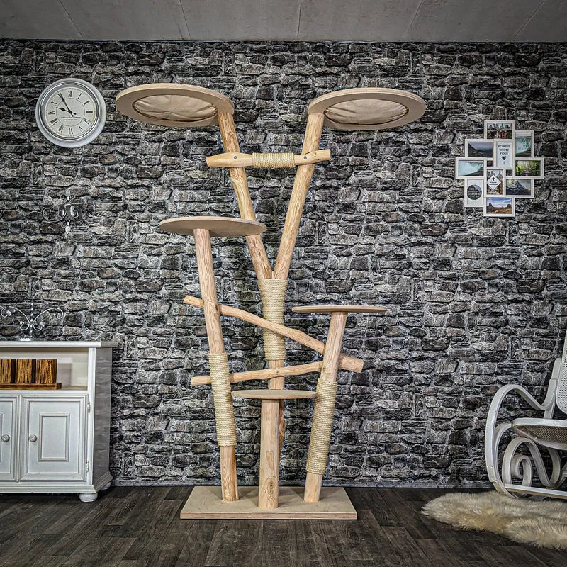 Naturkratzbaum 3978 Kratzbaum Natur Holz Design 196 cm hoch Katzenbaum