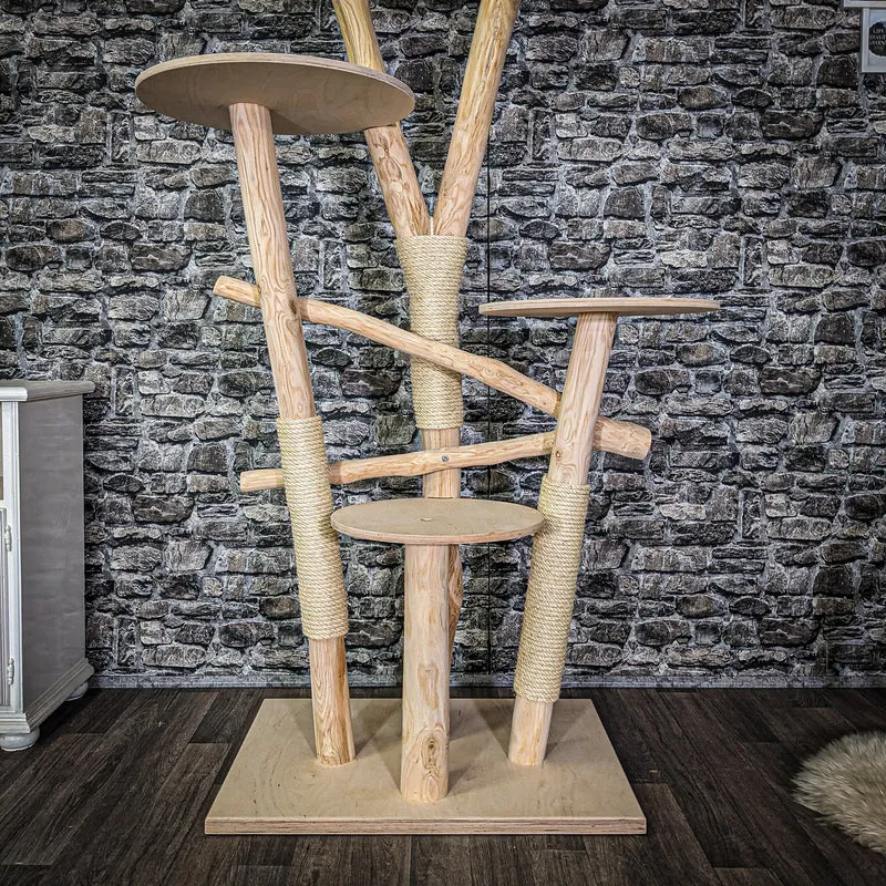 Naturkratzbaum 3978 Kratzbaum Natur Holz Design 196 cm hoch Katzenbaum