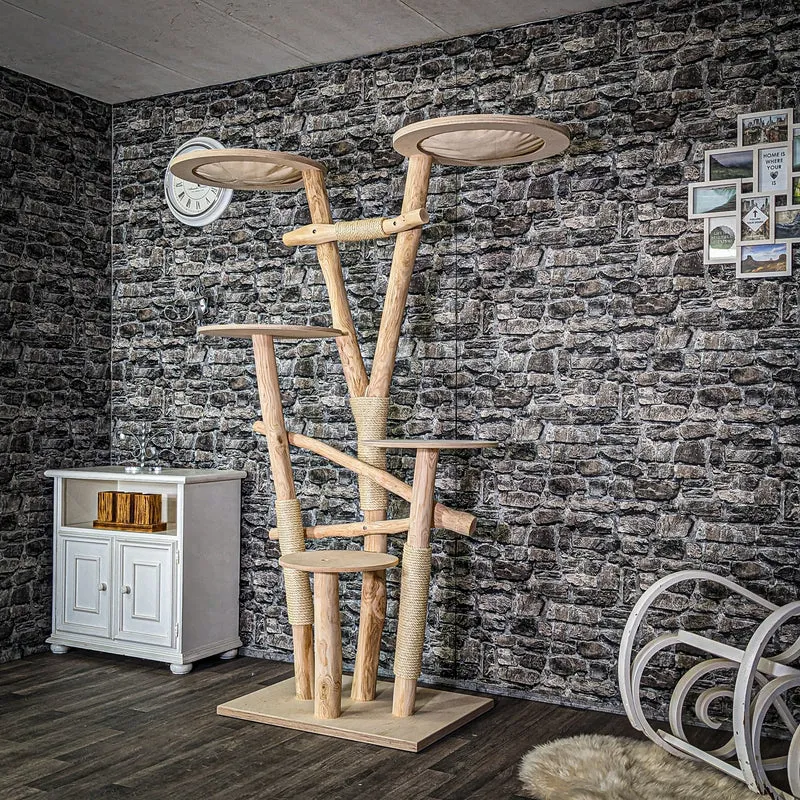 Naturkratzbaum 3978 Kratzbaum Natur Holz Design 196 cm hoch Katzenbaum
