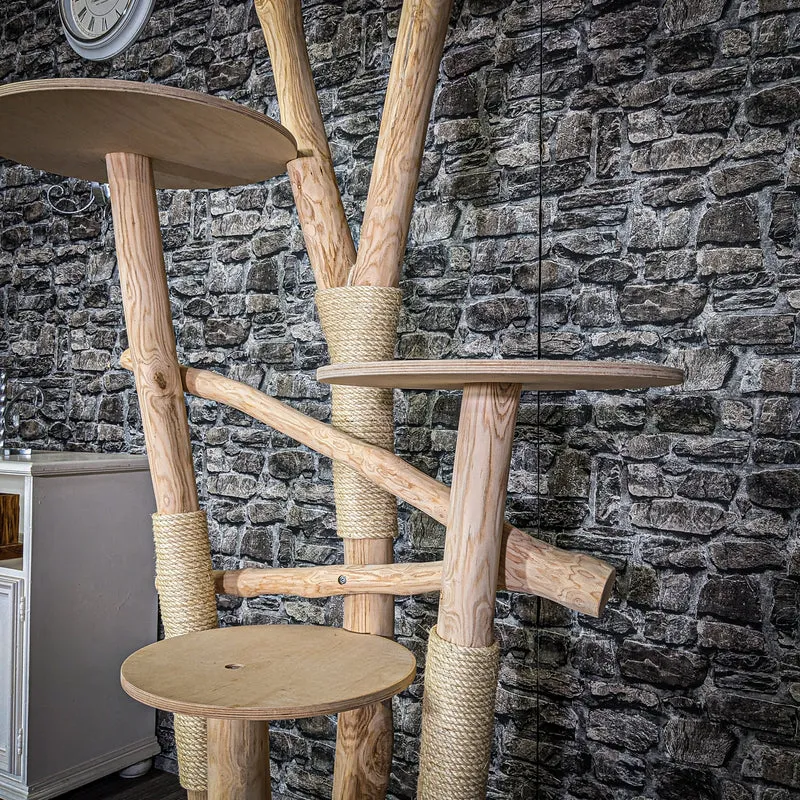 Naturkratzbaum 3978 Kratzbaum Natur Holz Design 196 cm hoch Katzenbaum