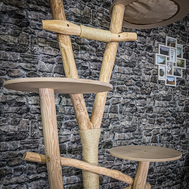 Naturkratzbaum 3978 Kratzbaum Natur Holz Design 196 cm hoch Katzenbaum