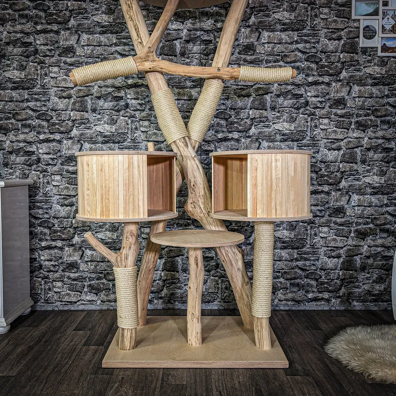 Naturkratzbaum 3976 Kratzbaum Natur Holz Design 212 cm hoch Katzenbaum