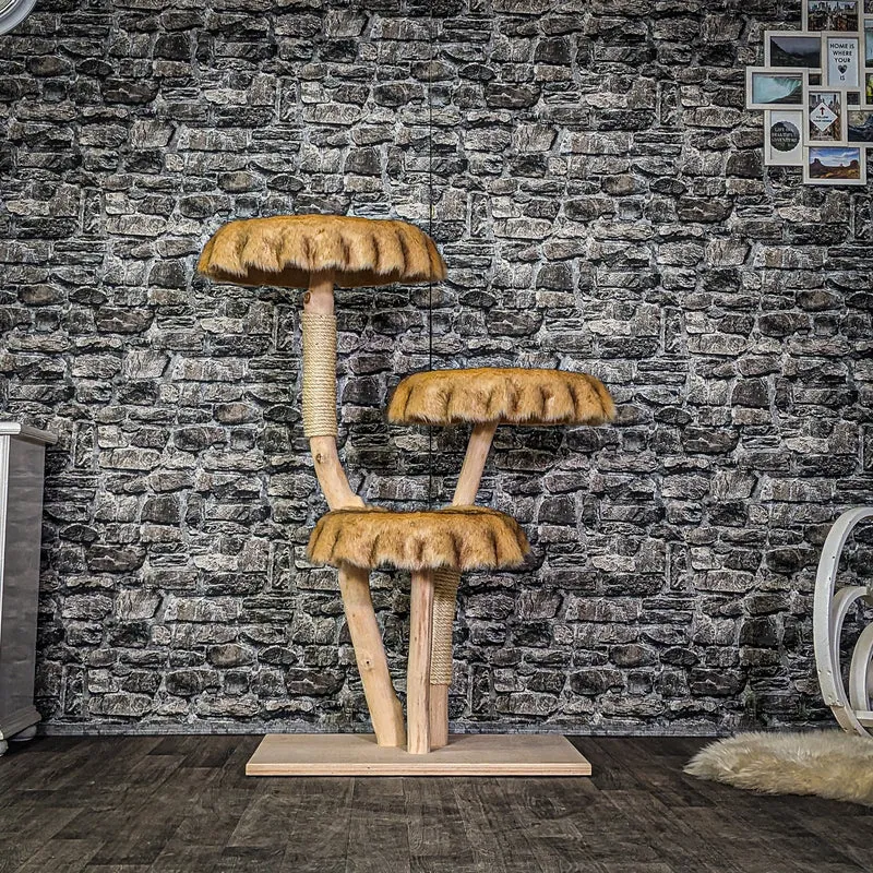 Naturkratzbaum 3970 Kratzbaum Natur Holz Design 123 cm hoch Katzenbaum
