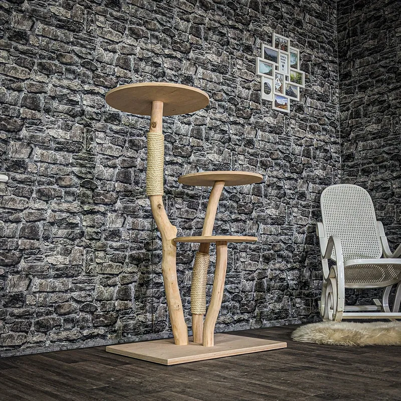 Naturkratzbaum 3970 Kratzbaum Natur Holz Design 123 cm hoch Katzenbaum
