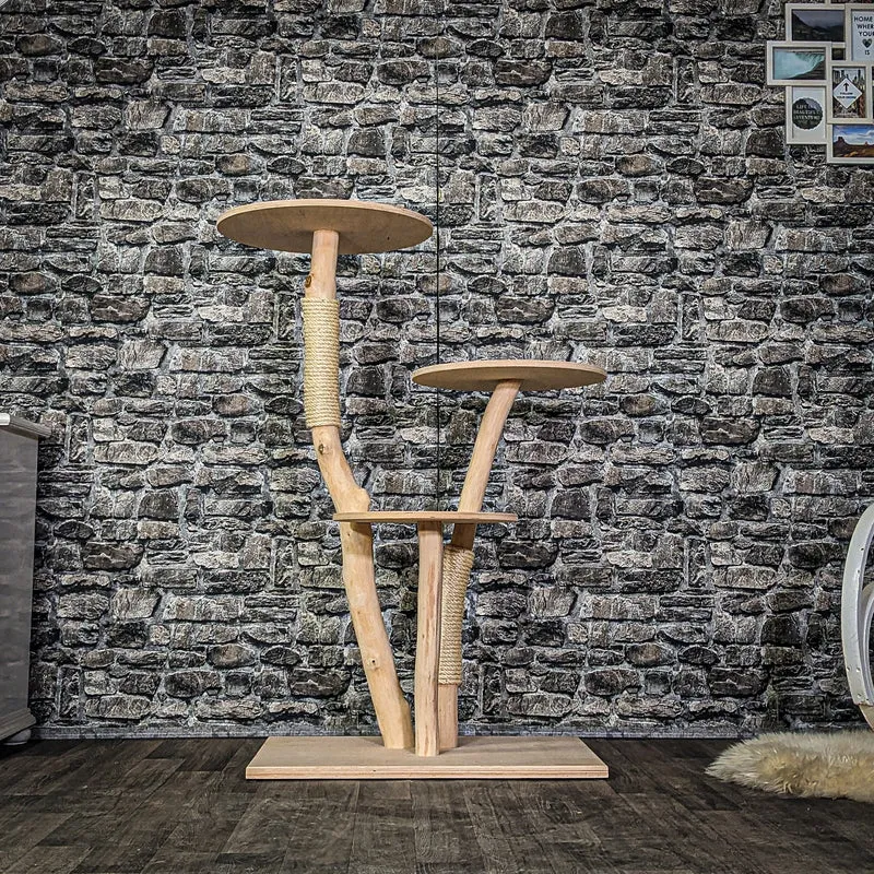Naturkratzbaum 3970 Kratzbaum Natur Holz Design 123 cm hoch Katzenbaum