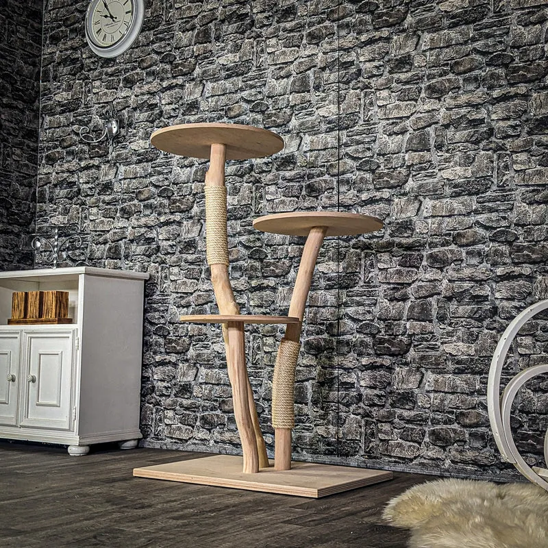 Naturkratzbaum 3970 Kratzbaum Natur Holz Design 123 cm hoch Katzenbaum