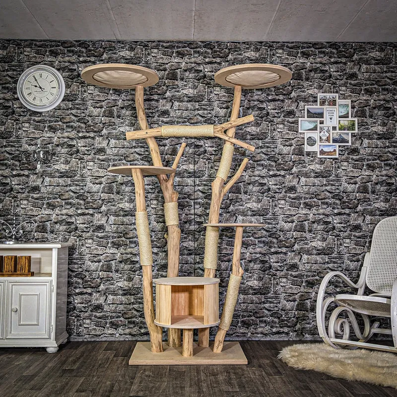 Naturkratzbaum 3965 Kratzbaum Natur Holz Design 205 cm hoch Katzenbaum