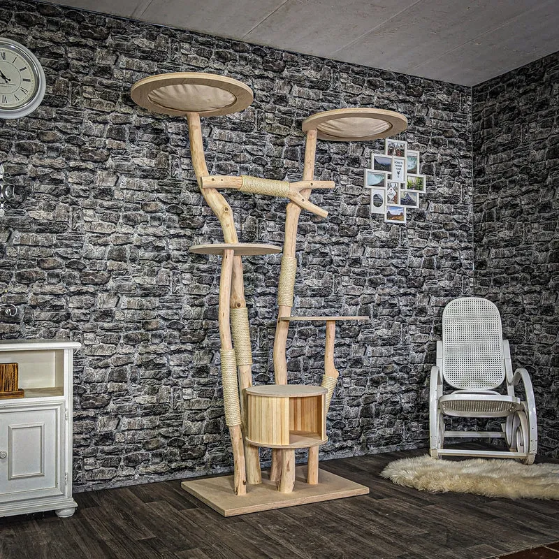 Naturkratzbaum 3962 Kratzbaum Natur Holz Design 195 cm hoch Katzenbaum