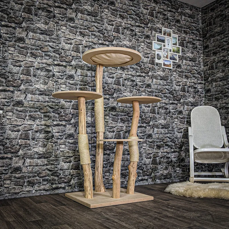 Naturkratzbaum 3961 Kratzbaum Natur Holz Design 135 cm hoch Katzenbaum