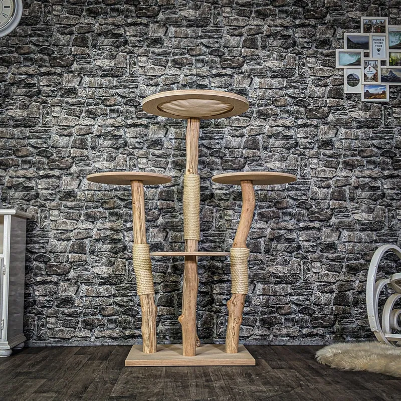 Naturkratzbaum 3961 Kratzbaum Natur Holz Design 135 cm hoch Katzenbaum
