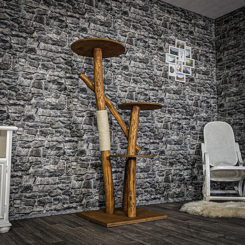 Naturkratzbaum 3959 Kratzbaum Natur Holz Design 155 cm hoch Katzenbaum