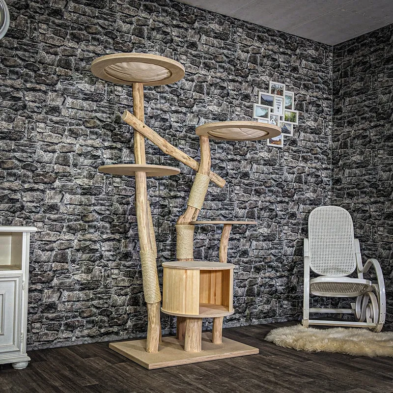 Naturkratzbaum 3963 Kratzbaum Natur Holz Design 175 cm hoch Katzenbaum